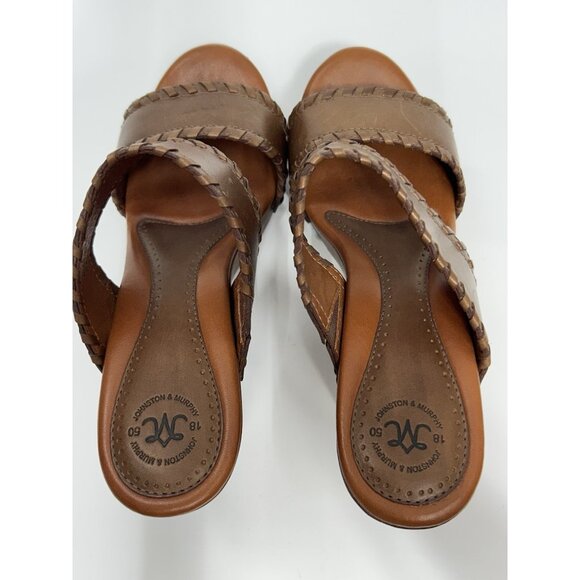 Johnston & Murphy Women's Clog Platform Sandal 8.5 Brown Leather Block Heel Boho - Picture 6 of 10
